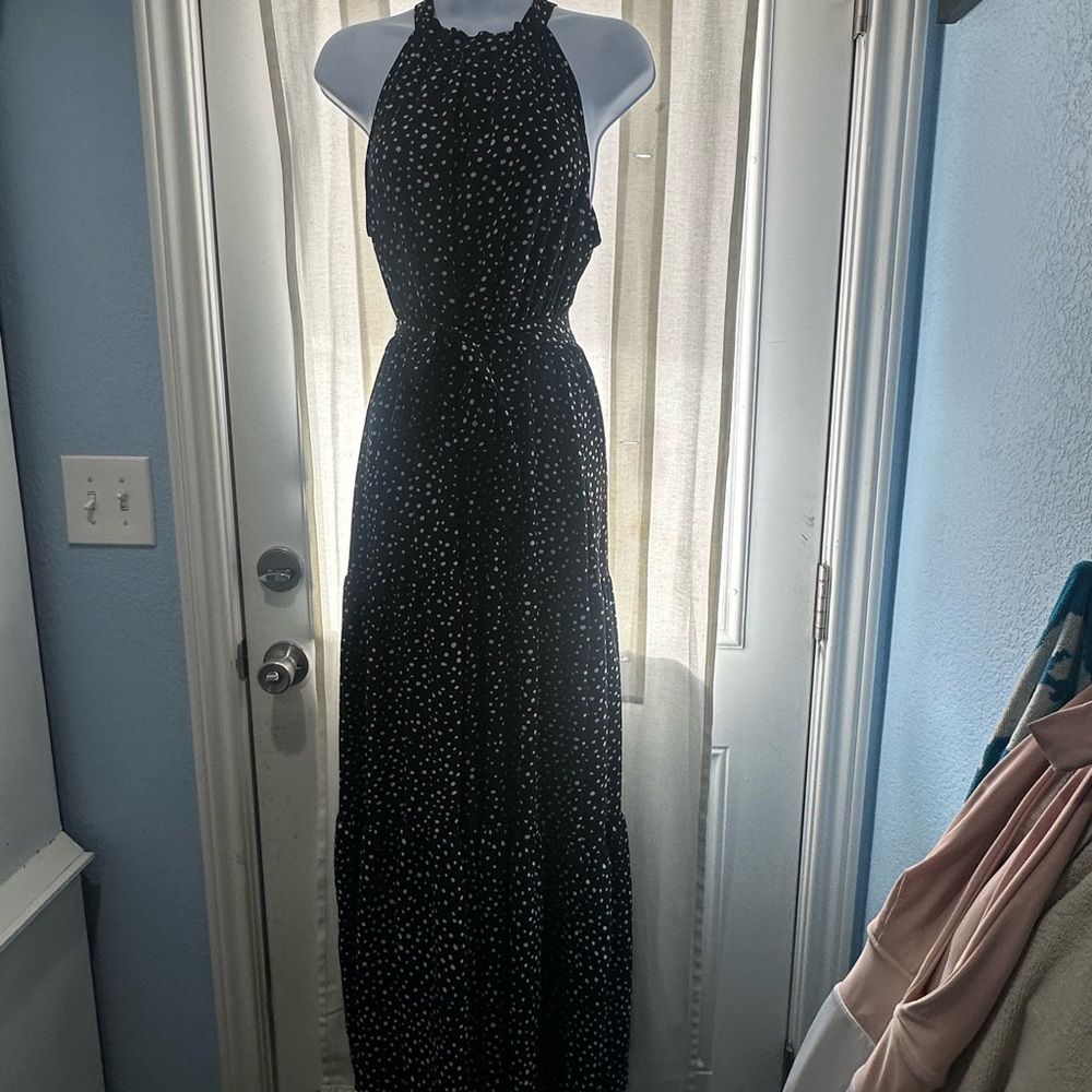 Elegant Black and White Polka Dot Dress